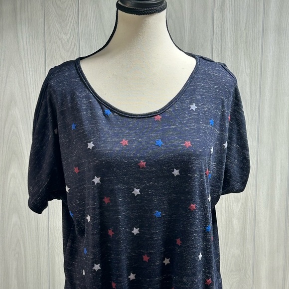 SJS open shoulder Star print top size small - Picture 2 of 10